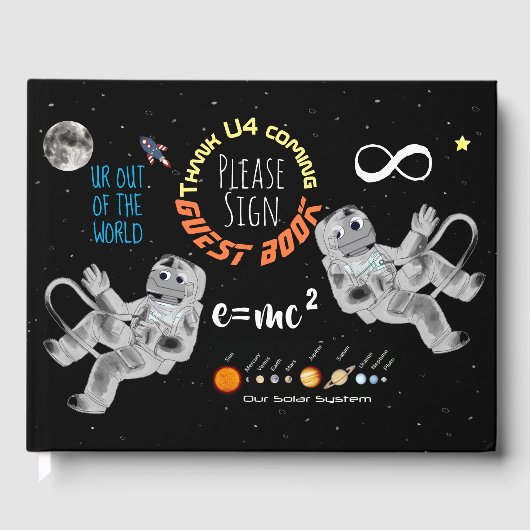 Funny Outer Space Wiskunde Wetenschap Geek Astrona Gastenboek (Voorkant)