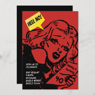 FUNNY Over the Hill Birthday Invites - Retro COMIC Kaart