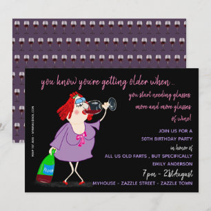 FUNNY Over the Hill Birthday nodigt 50th Woman uit Kaart