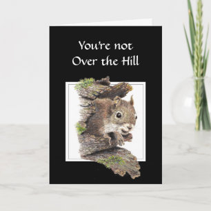 Funny Over the Hill Birthday Squirrel Card Kaart