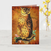 Funny  Owl Birthday Card Kaart (Gele Bloem)