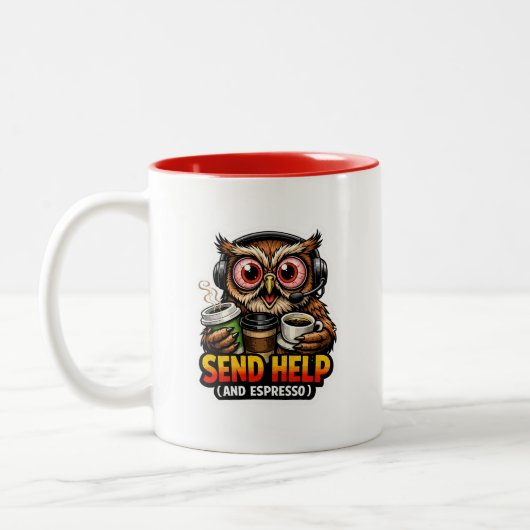 Funny Owl Coffee Espresso Office Mug (Gauche)