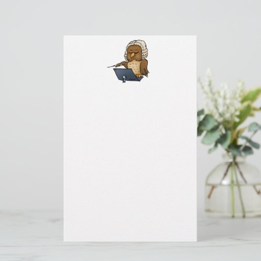 Funny Owl Conductor Cartoon Briefpapier (Staand voorkant)