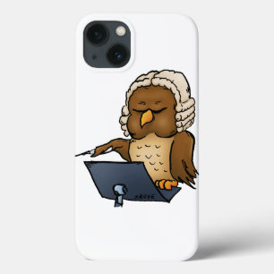Funny Owl Conductor Cartoon iPhone 13 Hoesje
