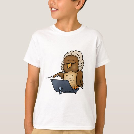 Funny Owl Conductor Cartoon T-shirt (Voorkant)