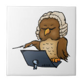 Funny Owl Conductor Cartoon Tegeltje (Voorkant)