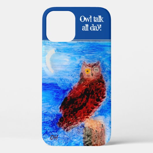 Funny Owl Custom Text geparafeerd Case-Mate iPhone Case (Achterkant)