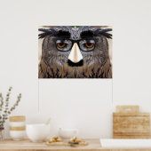 Funny Owl Face met Masker Poster (Keuken)