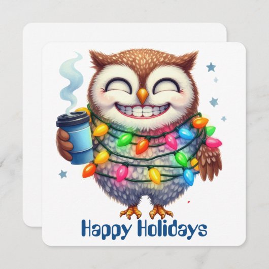 Funny Owl Holiday Greeting Kaart (Voorkant / Achterkant)