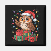 Funny Owl Santa Hat Animals Lovers Ugly Christmas Magneet (Voorkant)