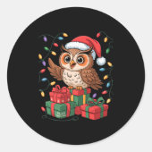 Funny Owl Santa Hat Animals Lovers Ugly Christmas Ronde Sticker (Voorkant)