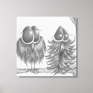 Funny Owls Canvas Afdruk