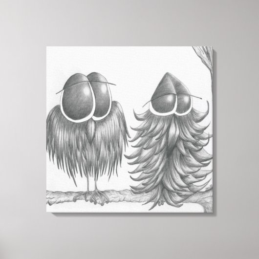 Funny Owls Canvas Afdruk (Voorkant)