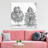 Funny Owls Canvas Afdruk (Insitu (Woonkamer))