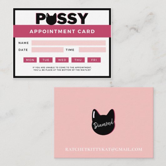 Funny P Appointment | Keukenkat Afsprakenkaartje (Voorkant / Achterkant)