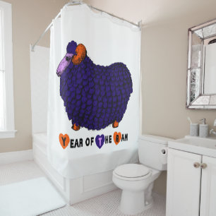 Funny Paars Ram Chinees Jaar Zodiac Shower C Douchegordijn