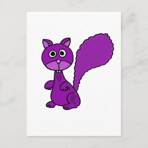 Funny Paars Squirrel Cartoon Briefkaart