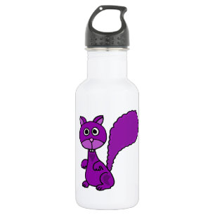 Funny Paars Squirrel Cartoon Waterfles