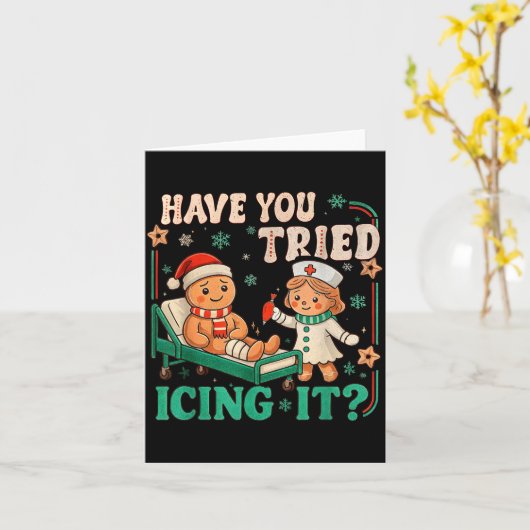 Funny Pain Scale Have You Tried Icing It Gingerbre Kaart (Gele Bloem)