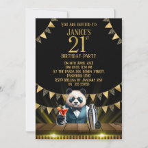 Funny Panda 21st Birthday Party Invitation