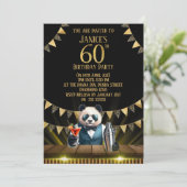 Funny Panda 60th Birthday Party Invitation (Debout devant)