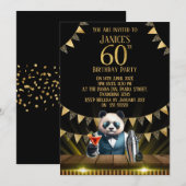 Funny Panda 60th Birthday Party Invitation (Devant / Derrière)