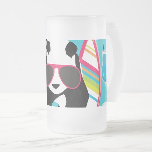 Funny Panda Beer Beach Bum Cool Sunbril Surfing Matglas Bierpul (Voorkant rechts)
