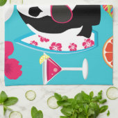 Funny Panda Beer Beach Bum Cool Sunbril Surfing Theedoek (Gevouwen)