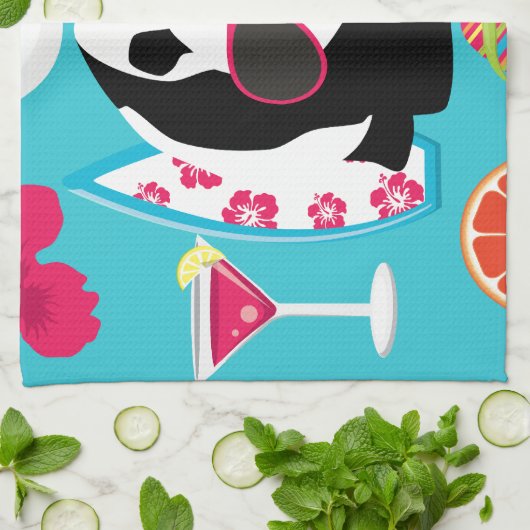 Funny Panda Beer Beach Bum Cool Sunbril Surfing Theedoek (Gevouwen)