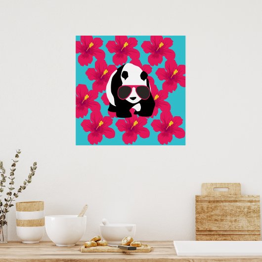 Funny Panda Beer Beach Bum Cool Sunbril Tropics Poster (Keuken)