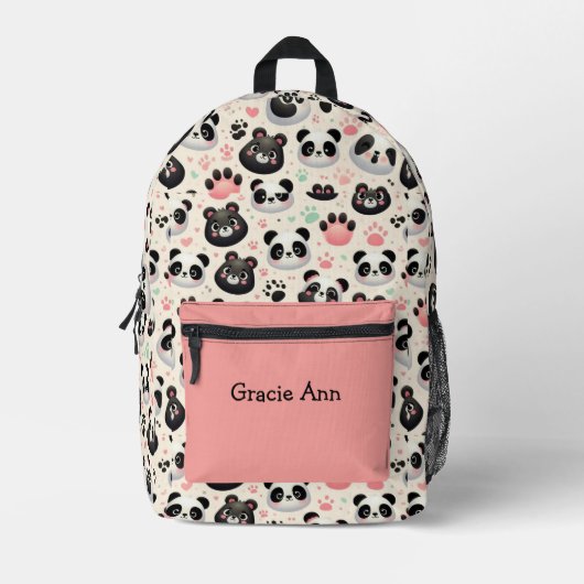 Funny Panda Beer Pattern Roze Zwarte Rugzak (Voorkant)