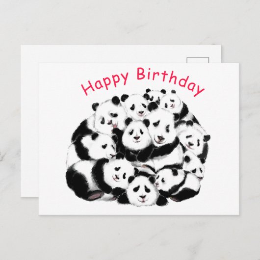 Funny Panda carte d'anniversaire (Devant / Derrière)