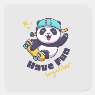 Funny Panda Cute for Animals Lover Vierkante Sticker