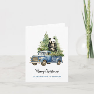 Funny Panda in Blauw Van Xmas Kaart