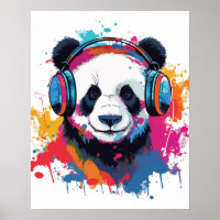 Funny Panda waterverf lichte kunst Poster