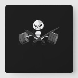 Funny Panda Workout Kitten Gym Deadlift kracht Vierkante Klok