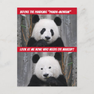 Funny Pandemic Panda-Monium voor en na Briefkaart