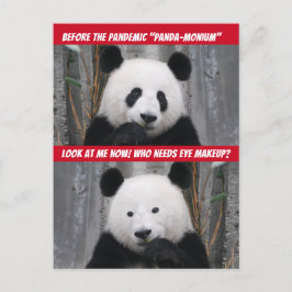 Funny Pandemic Panda-Monium voor en na Briefkaart