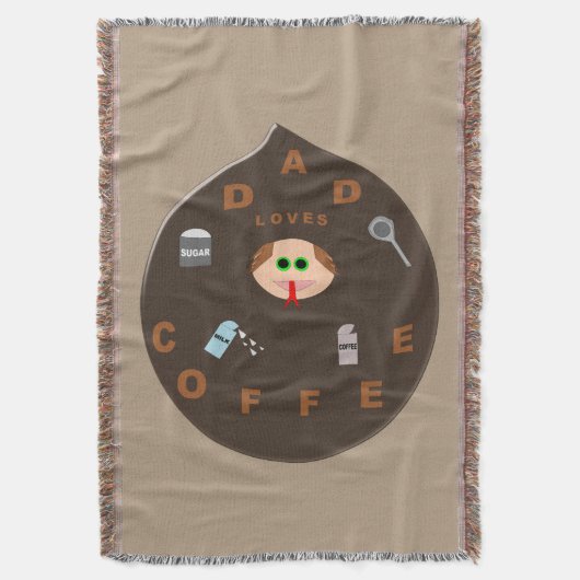 Funny Pap Monster houdt van koffie met Throw Blank Deken (Voorkant Verticaal)