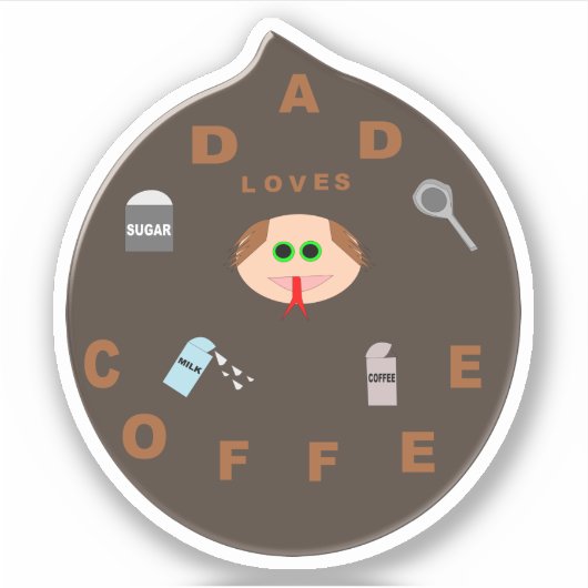 Funny Pap Monster houdt van koffie Sticker (Voorkant)