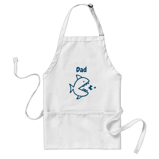 Funny Pap Shark White Chef Standaard Schort (Voorkant)