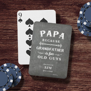 Funny Papa Grandfather Monogram Pokerkaarten