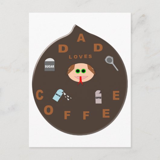 Funny Papa Monster Aime La Carte Postale Café (Devant)