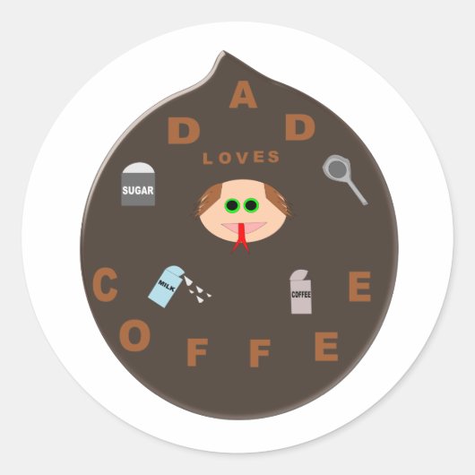 Funny Papa Monster aime les autocollants de café (Devant)