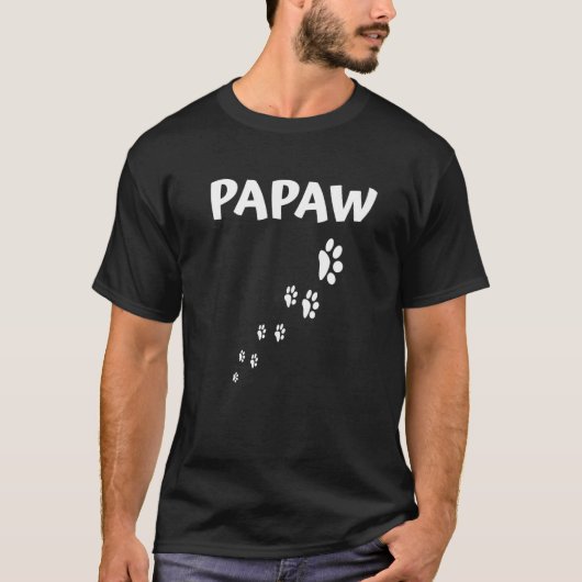 Funny PAPAW Papa Paw Footprint Walking on Him Dog  T-shirt (Voorkant)