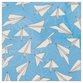 Funny Paper Airplane on Blue Pattern Stof (Close Up)