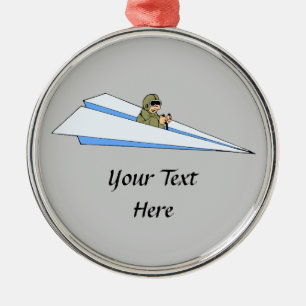 Funny Paper Airplane Pilot Metalen Ornament
