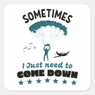 Funny Parachutist komt op Skydive Vierkante Sticker