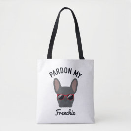 Funny Pardon my Frenchie Blue French Bulldog Draagtas