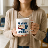 Funny Parent Mug; Funny Planner vs Gym Membership Koffiemok